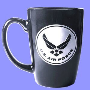 Air Force Black Coffee Mug, "A Gift of Honor " Sand-Carved Ceramic Military Mug